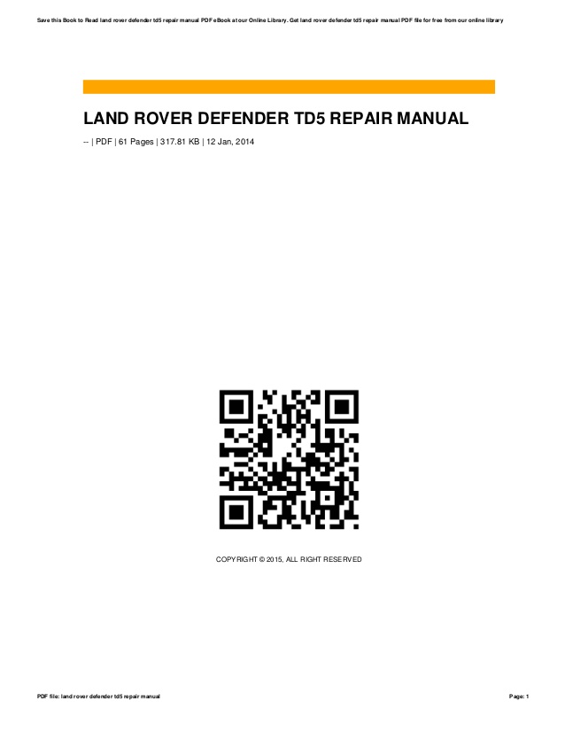 Land rover defender service manual pdf